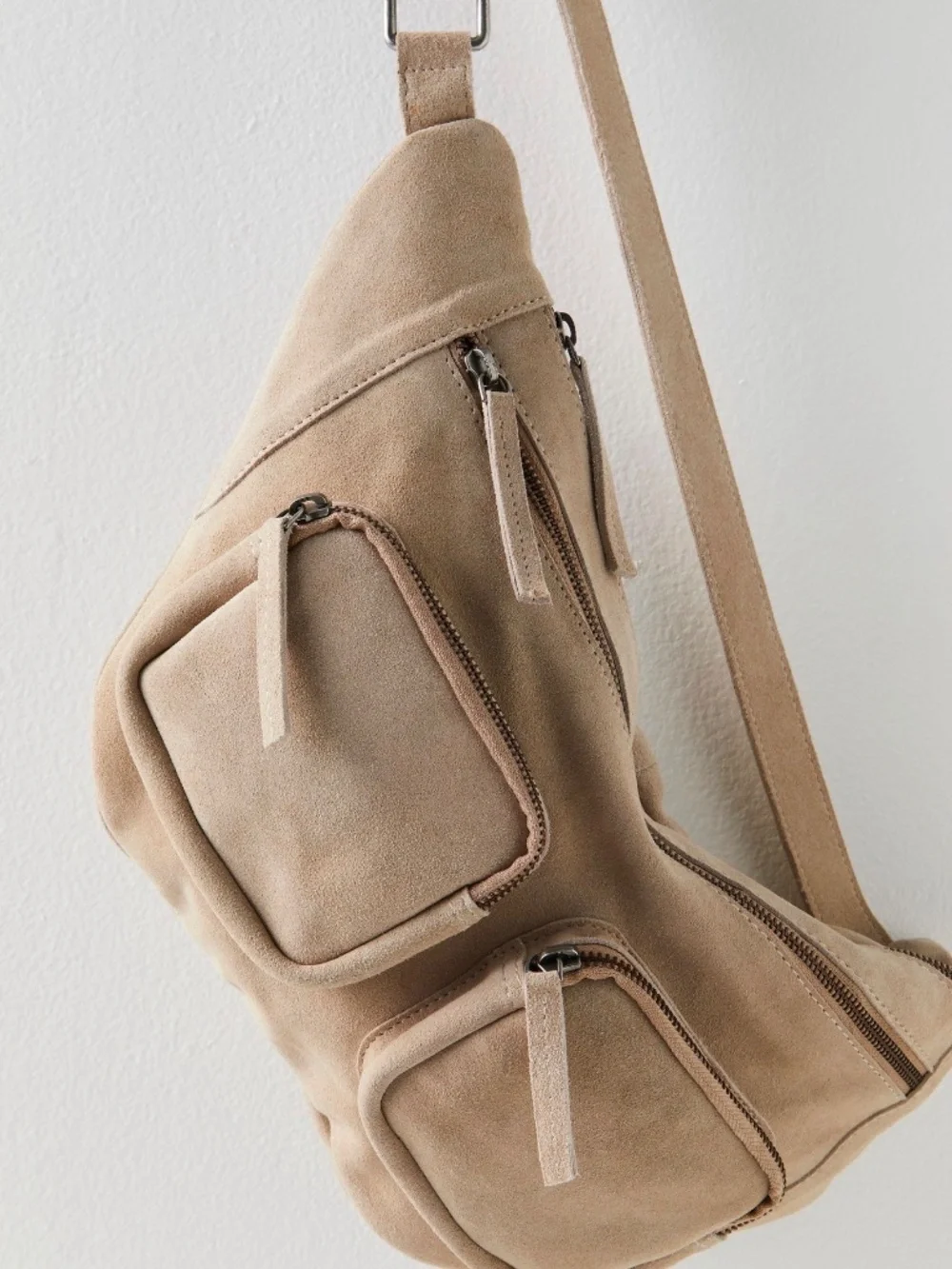 Free People Samara Suede Sling Bag Rock Salt Neutral Crossbody Belt Bag - Picture 4 of 10